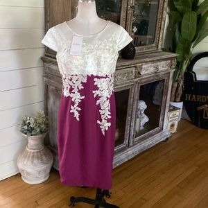 JJ'S HOUSE ORCHID MOTHER OF THE BRIDE COCKTAIL DRESS PLS 16 NEW